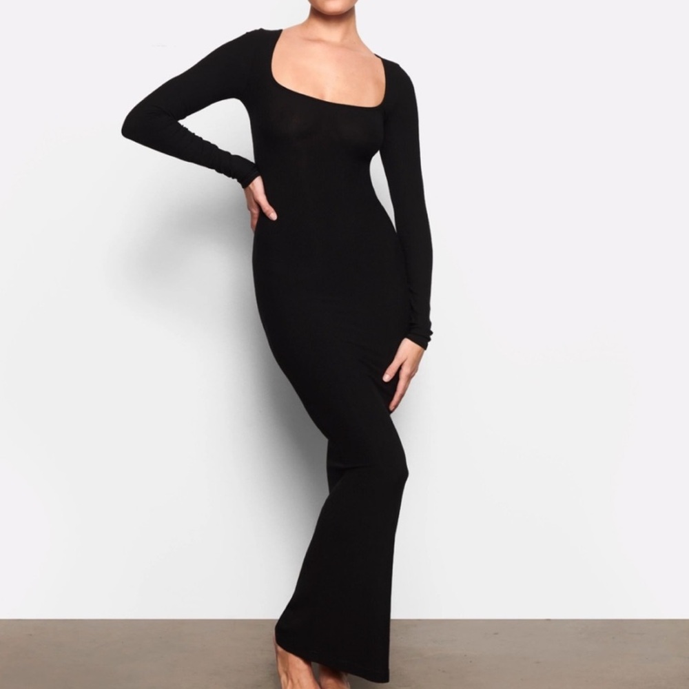 SKIMS long sleeve black dress